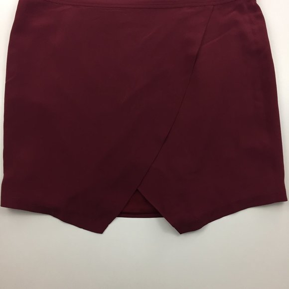 MADEWELL Berry 100% Silk High Low Hem Front Overlay Pull On Skirt - Picture 5 of 8